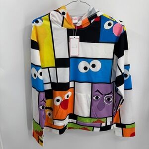 HOO Sesame Street Style Hoodie Womens S Lightweight Character Pop Art Colorblock